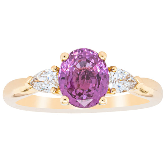 18ct Yellow Gold 1.54ct Pink Sapphire & Diamond Ayla Ring