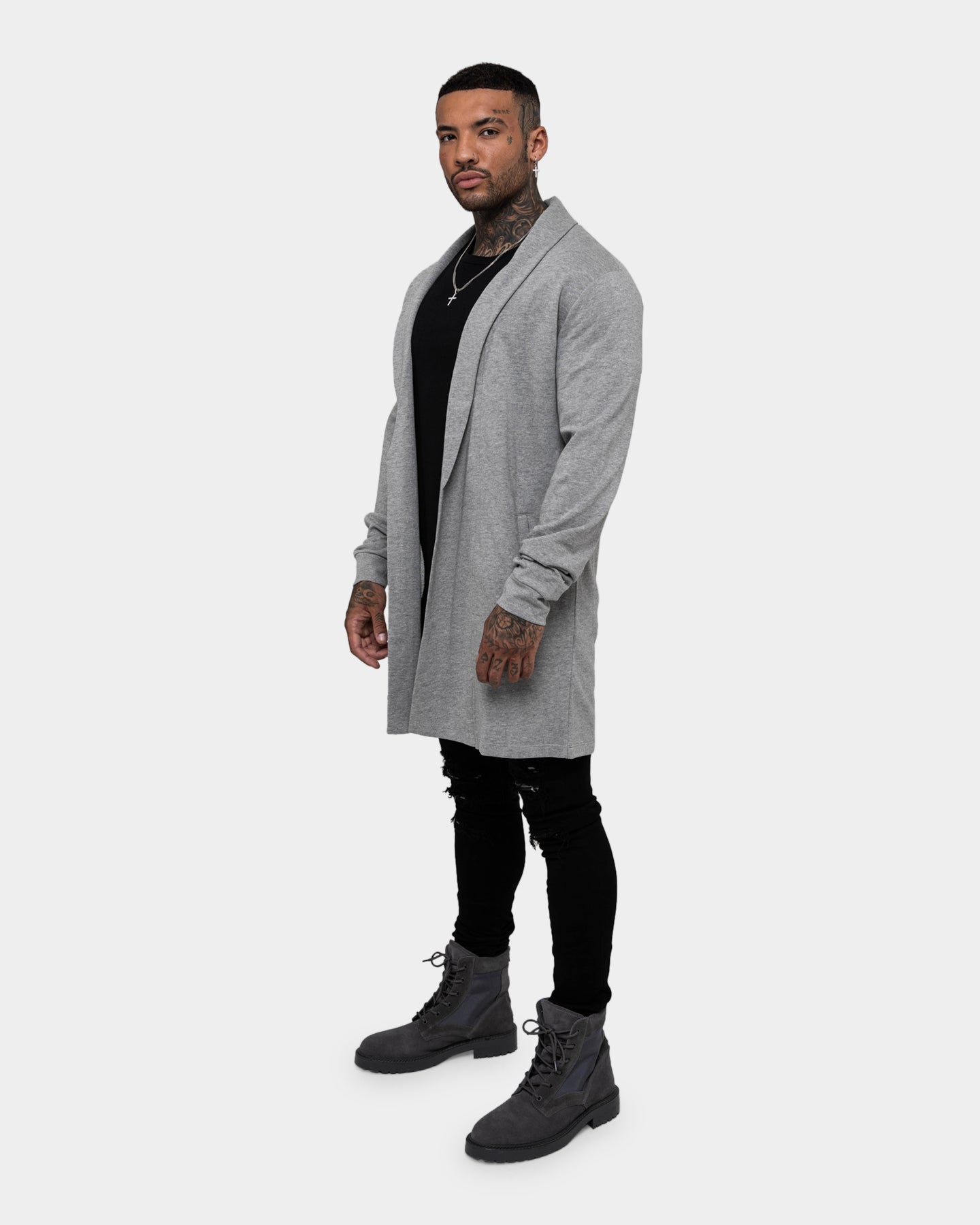 Saint Morta Coffin Party Longline Cardigan Grey Marle