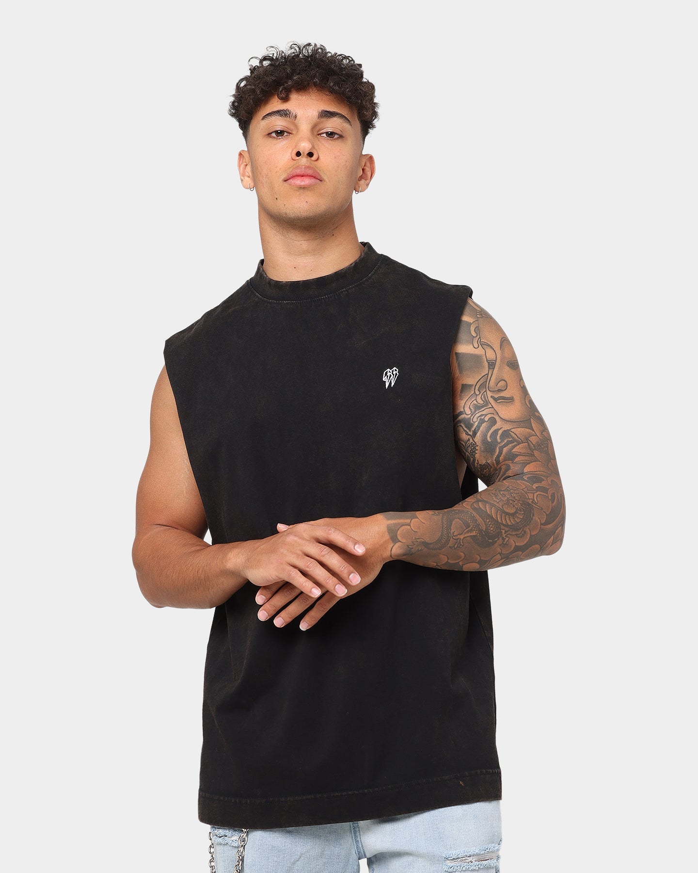 EN ES Heritage Muscle Singlet Washed Black