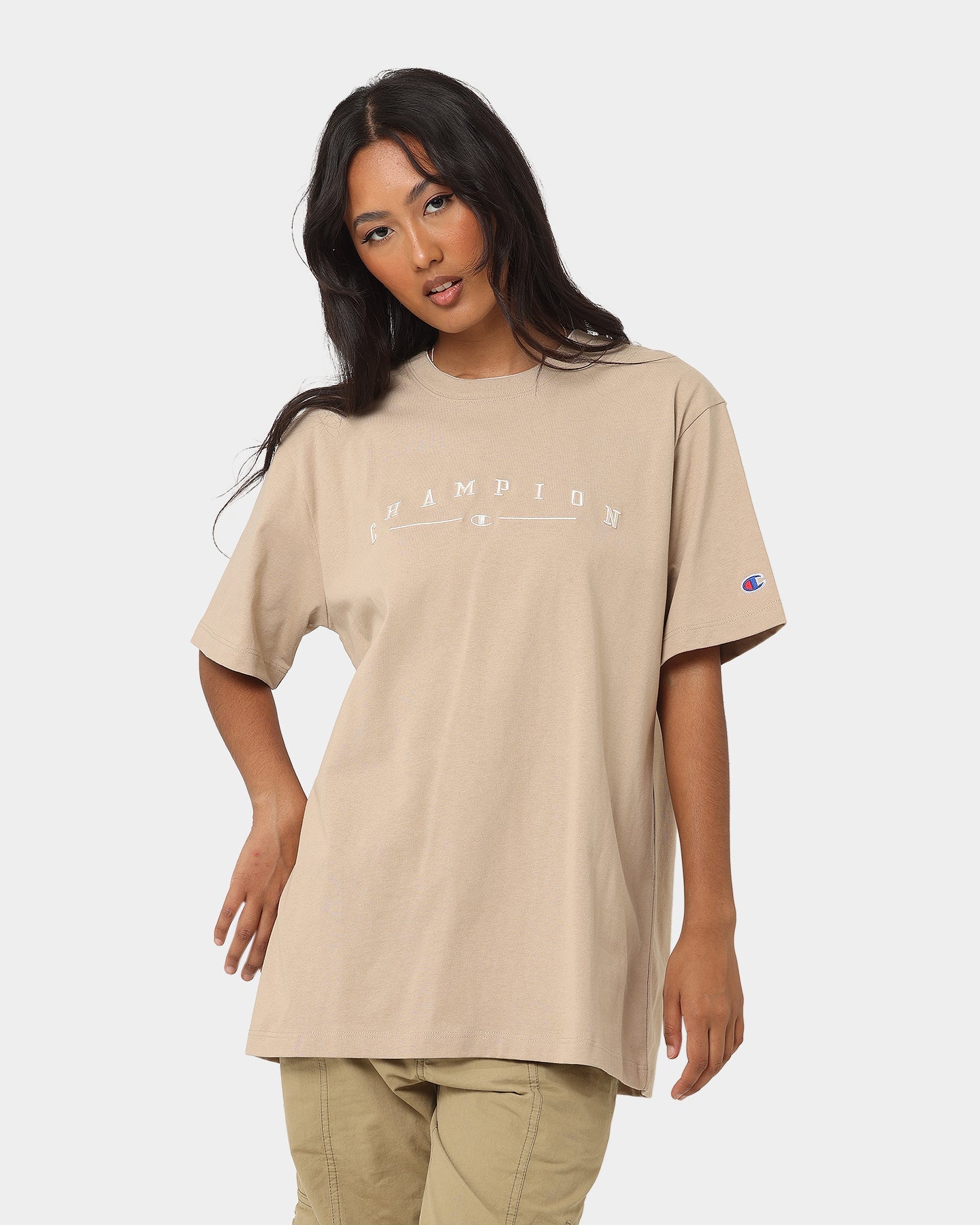 Champion Women's Heritage Double Collar T-Shirt Cafe Latte