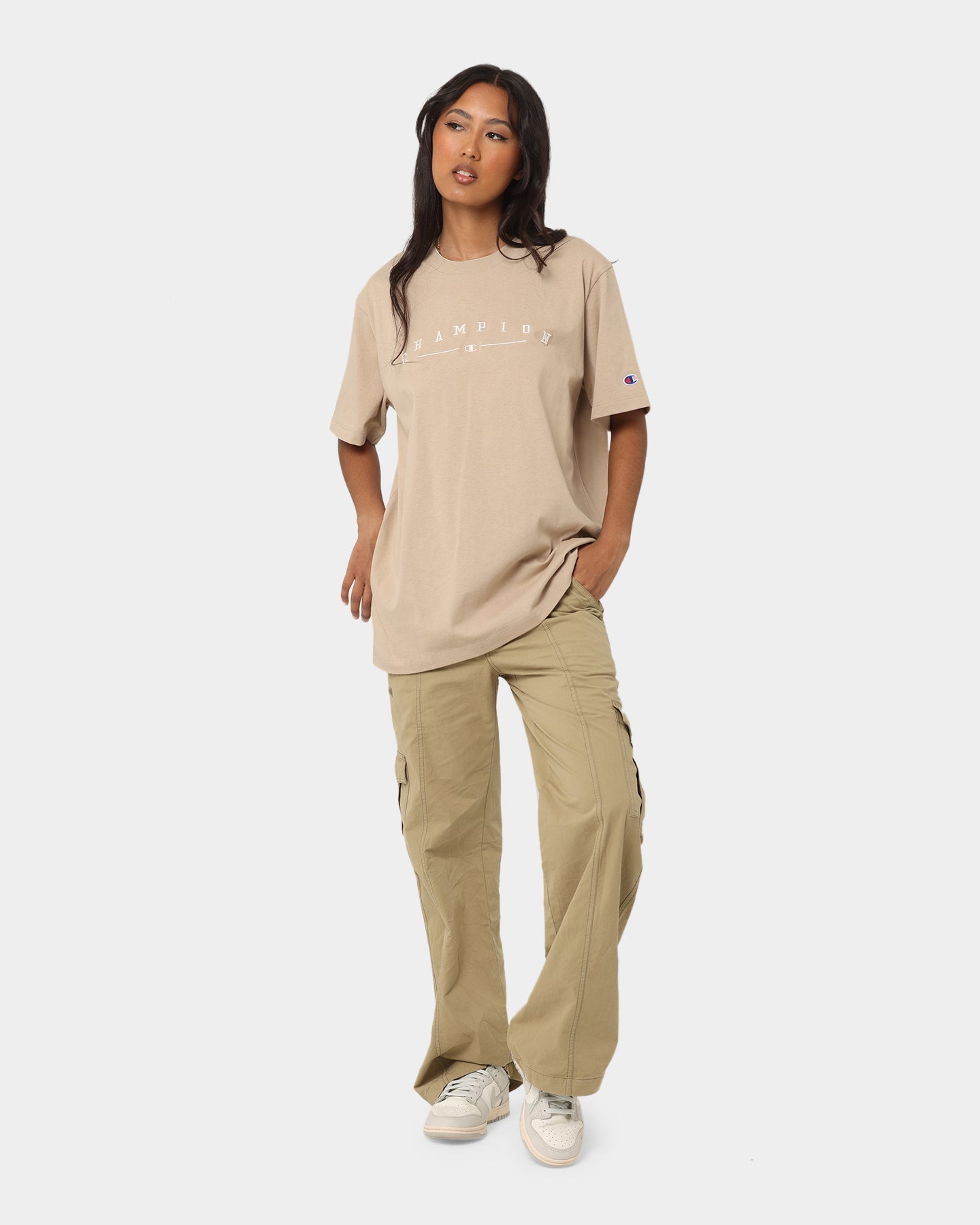 Champion Women's Heritage Double Collar T-Shirt Cafe Latte