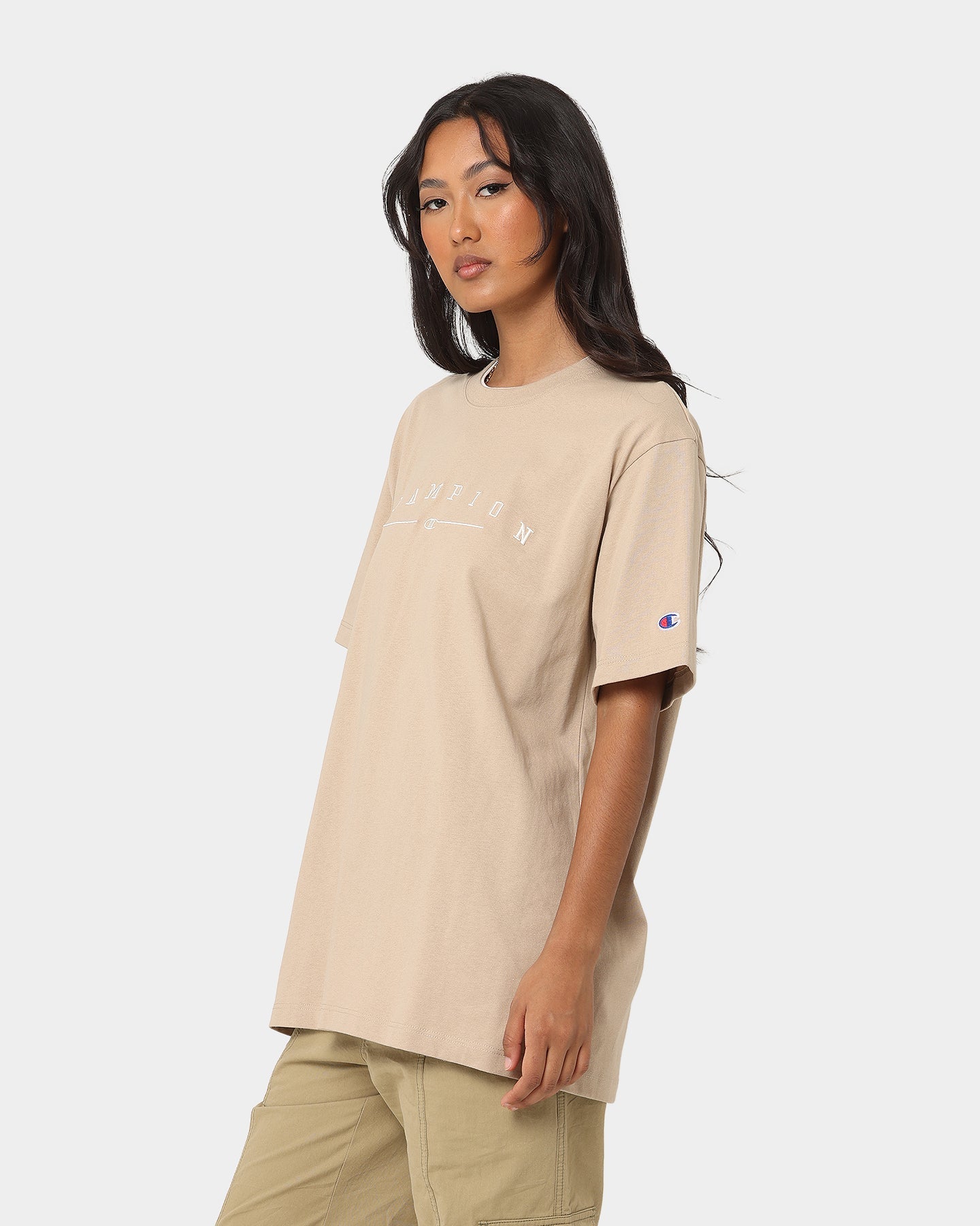 Champion Women's Heritage Double Collar T-Shirt Cafe Latte