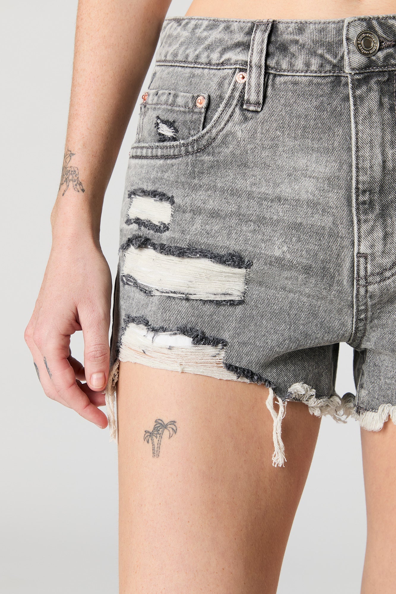 Chelsea Grey Wash Distressed Denim Short