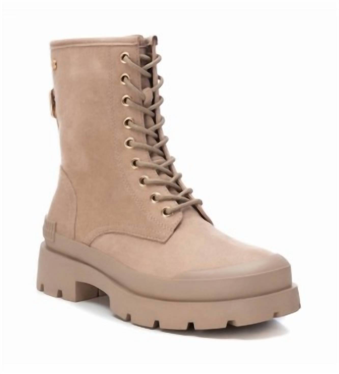 Women's Suede Lace-Up Booties In Beige