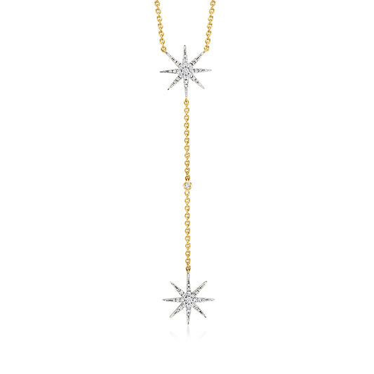 Ross-Simons Diamond Starburst Y-Necklace in 18kt Gold Over Sterling