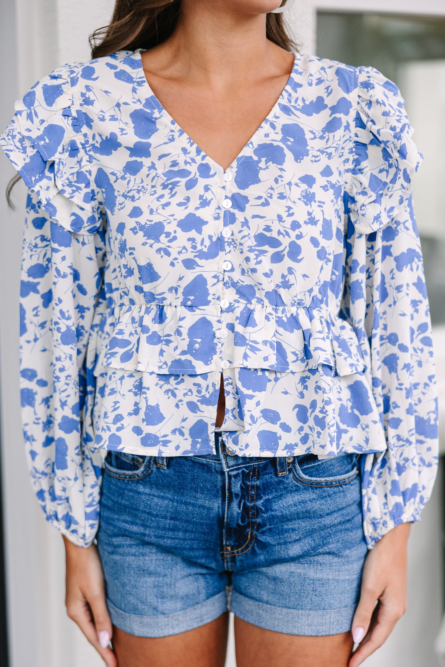 Stay There Blue Floral Blouse