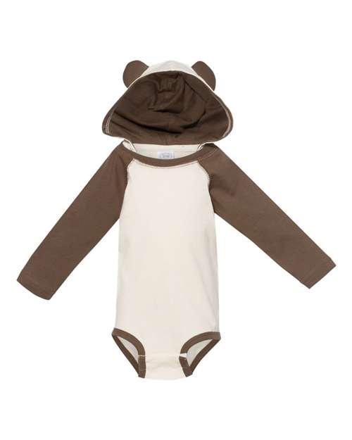 Rabbit Skins Fine Jersey Infant Character Hooded Long Sleeve Bodysuit with Ears