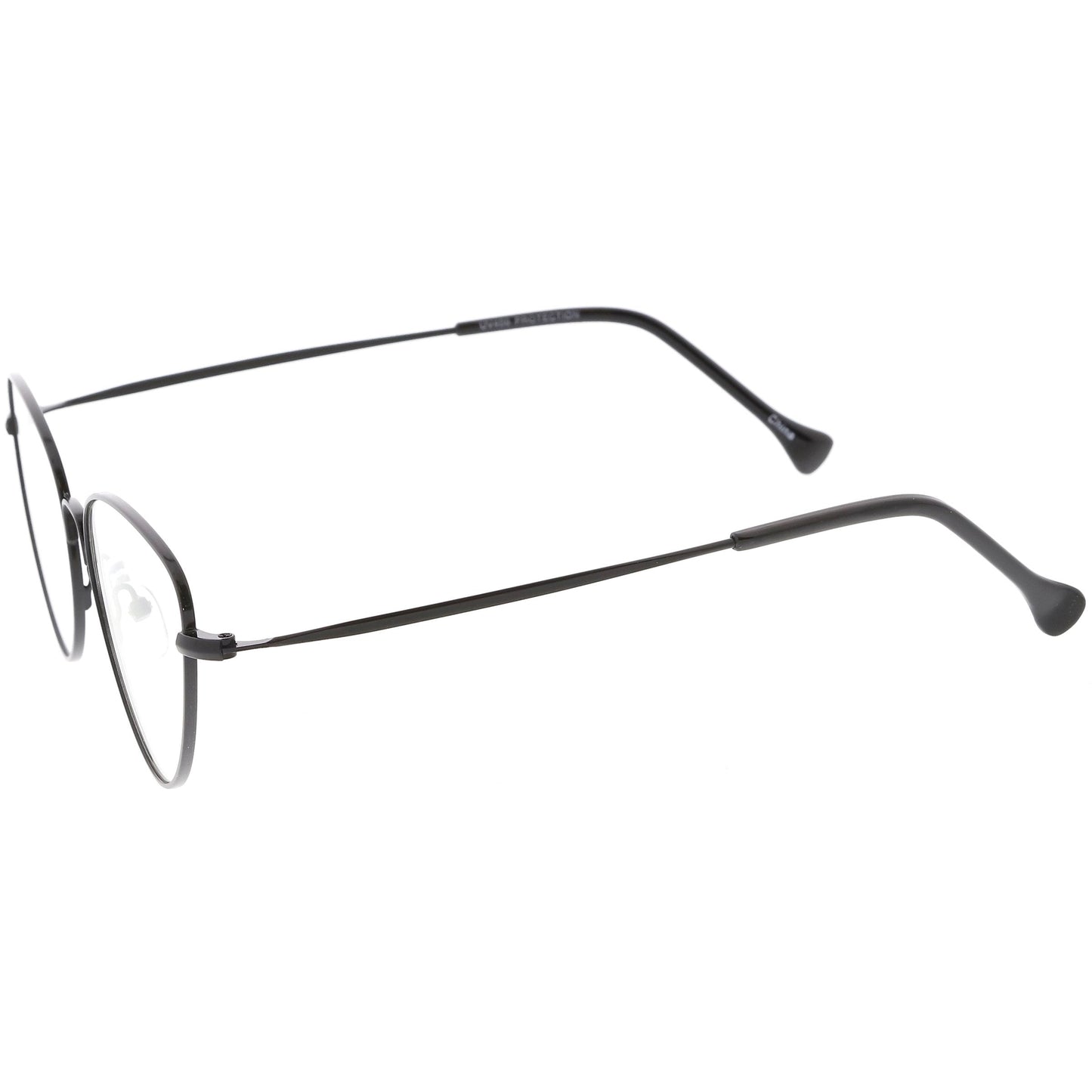 Women's Slim Metal Wire Clear Flat Lens Cat Eye Glasses C599