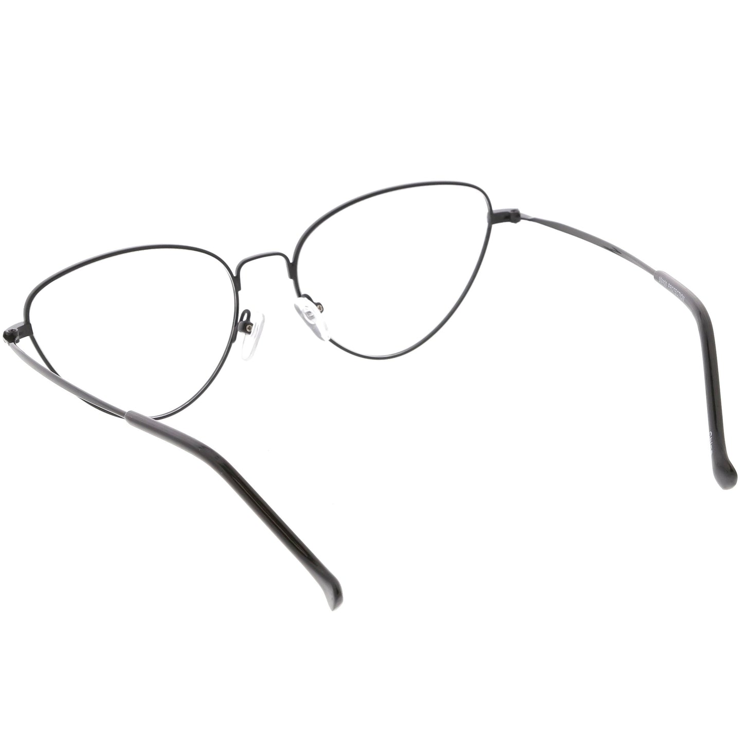 Women's Slim Metal Wire Clear Flat Lens Cat Eye Glasses C599