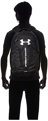 Under Armour Hustle Backpack, Black (001)/Silver, One Size Fits All