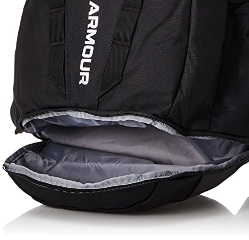 Under Armour Hustle Backpack, Black (001)/Silver, One Size Fits All