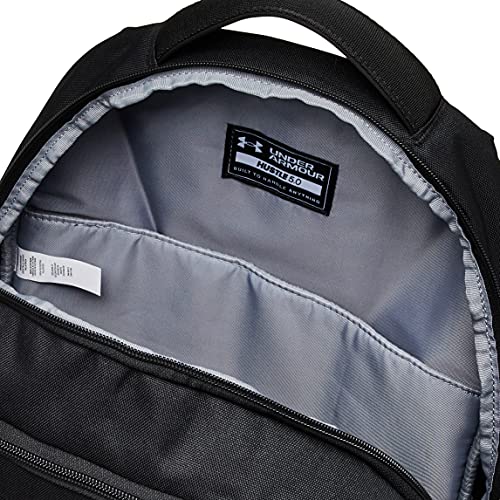 Under Armour Hustle Backpack, Black (001)/Silver, One Size Fits All