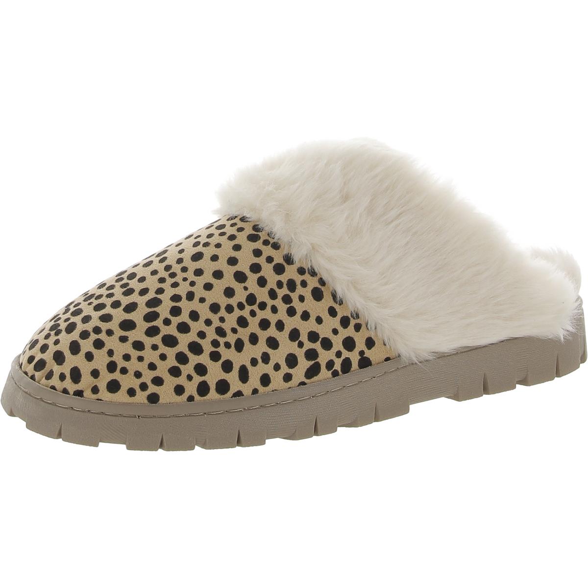 Dr. Scholl's Shoes Womens Sunday Knit Faux Fur Scuff Slippers