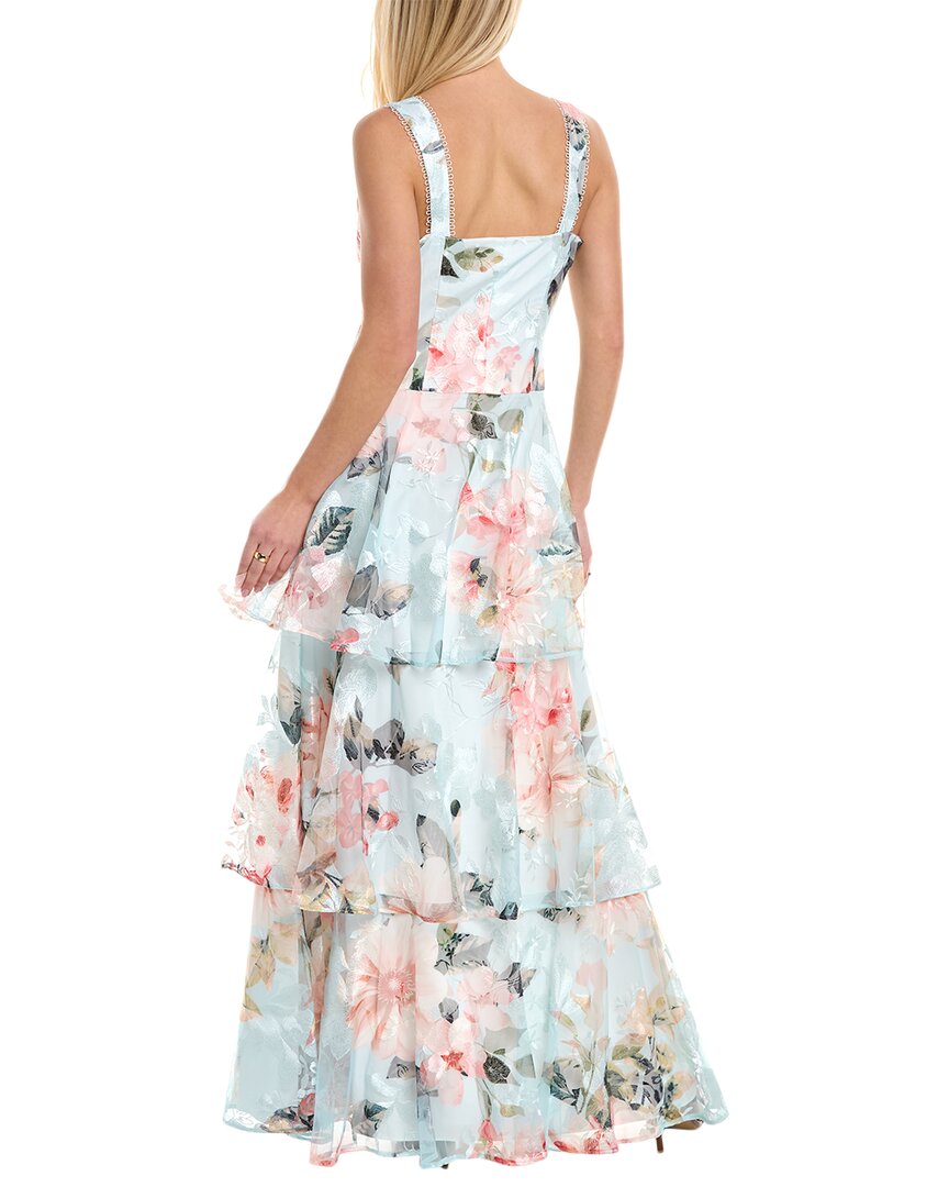 Aidan Mattox Printed Embroidered Sleeveless Gown