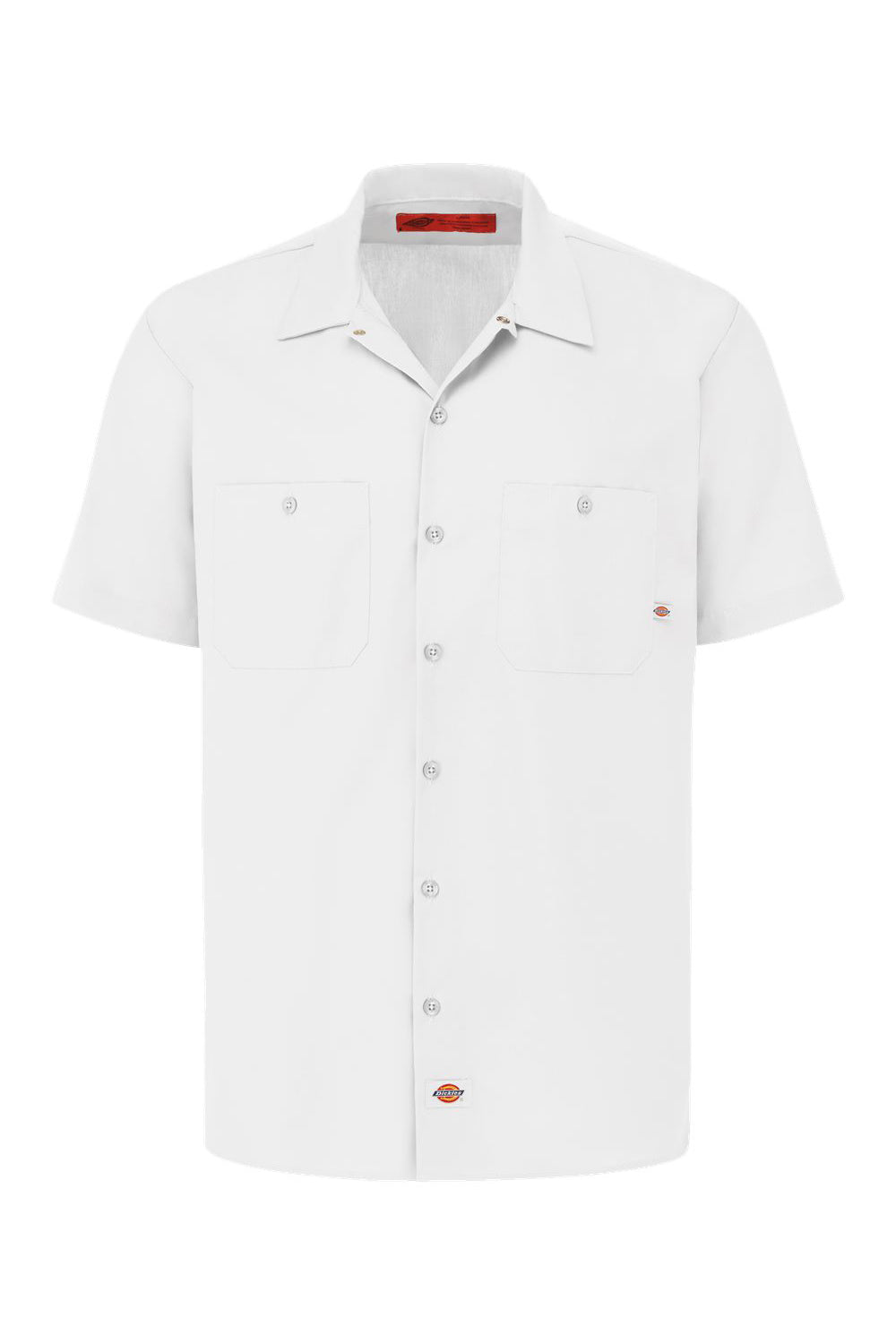 Dickies Mens Industrial Wrinkle Resistant Short Sleeve Button Down Work Shirt w/ Double Pockets - White - NEW