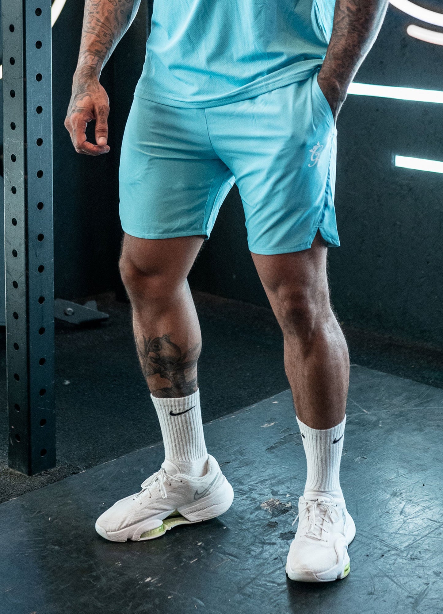 Gym King Contrast Flex 6" Short - Aqua/Blue