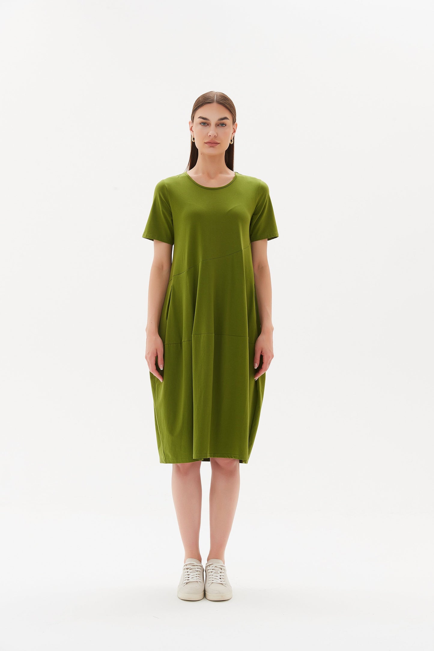 Tirelli Short Sleeve Diagonal Dress Meadow Green