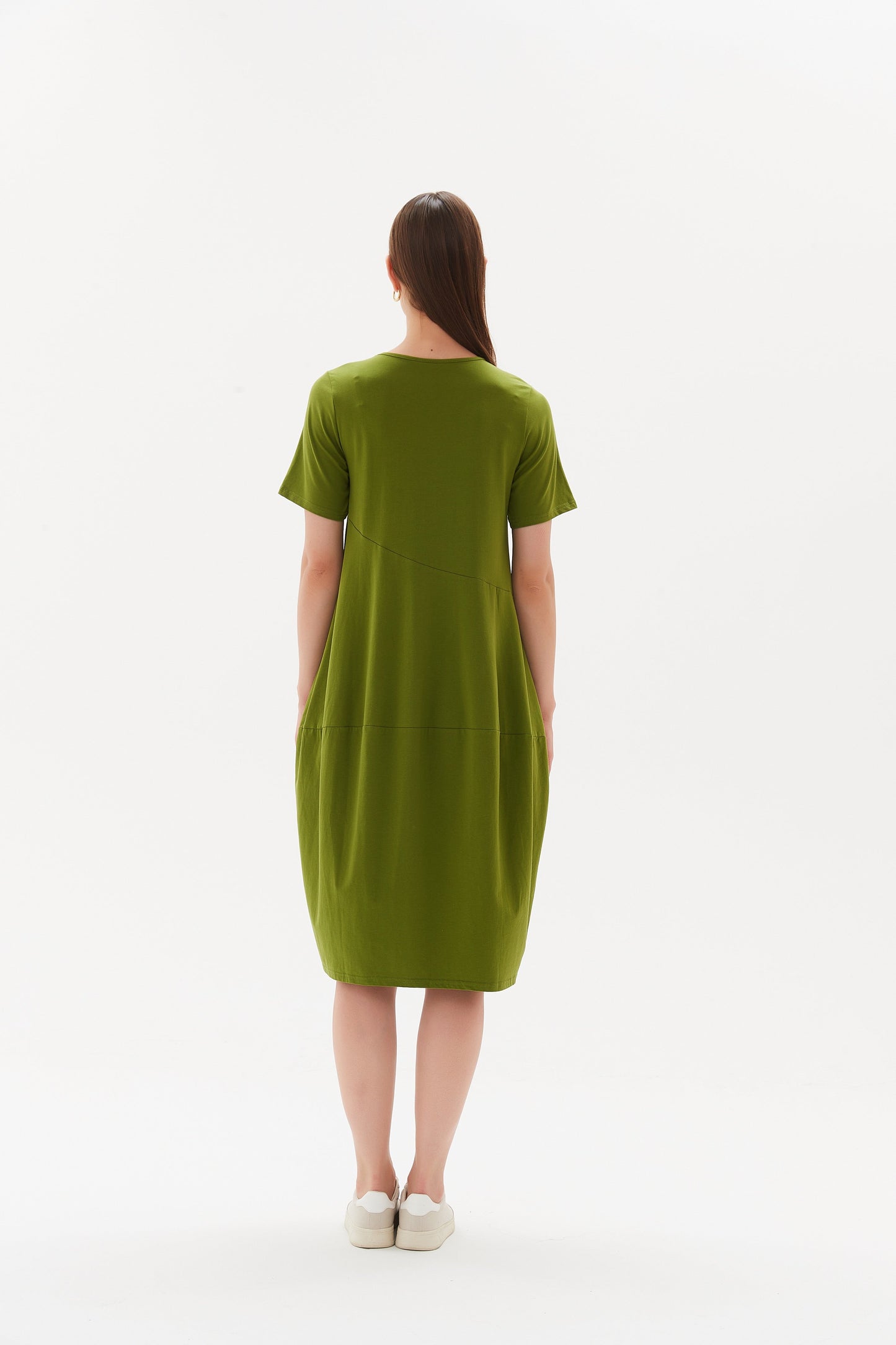 Tirelli Short Sleeve Diagonal Dress Meadow Green