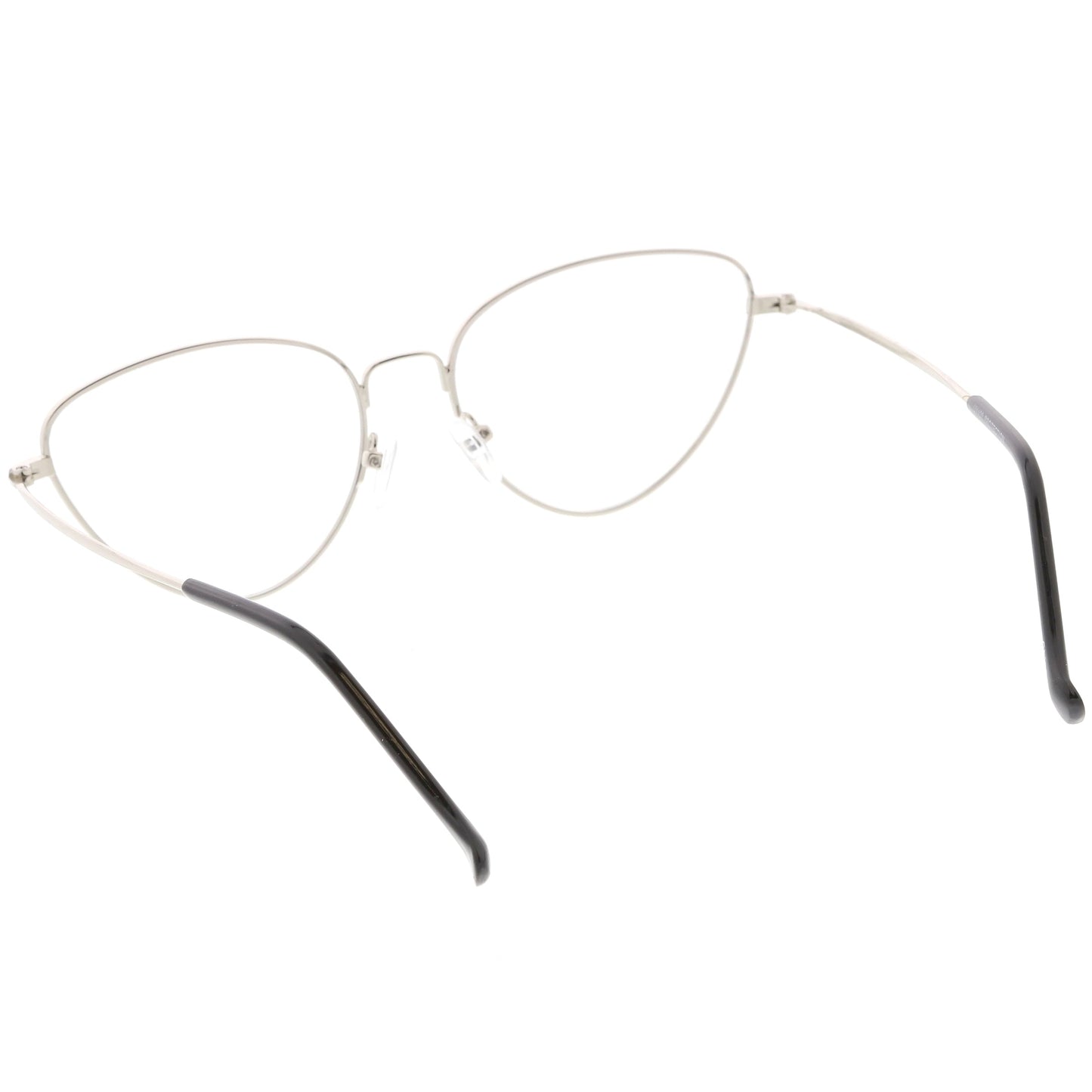 Women's Slim Metal Wire Clear Flat Lens Cat Eye Glasses C599