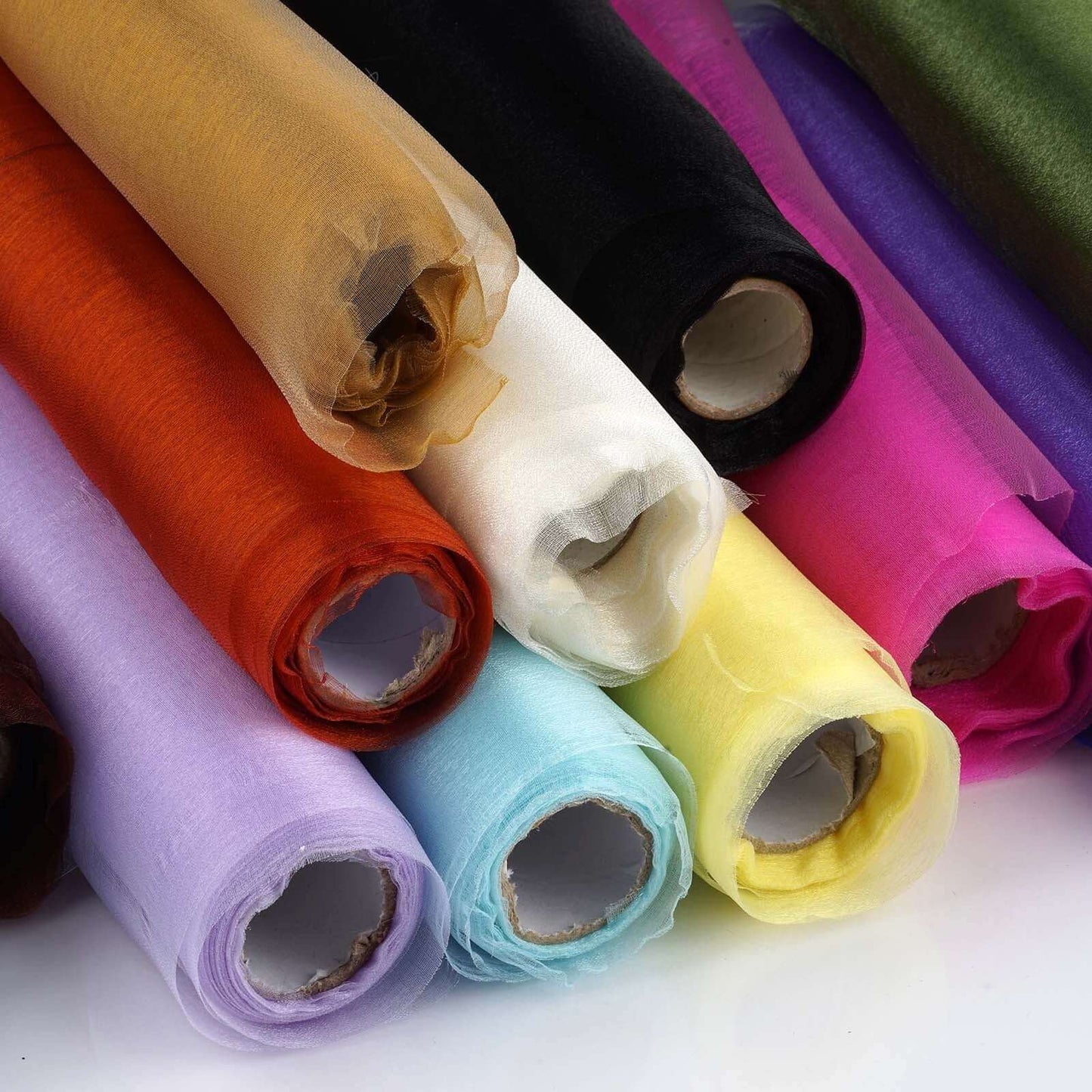 Black Sheer Chiffon Fabric Bolt, DIY Voile Drapery Fabric 12"x10yd