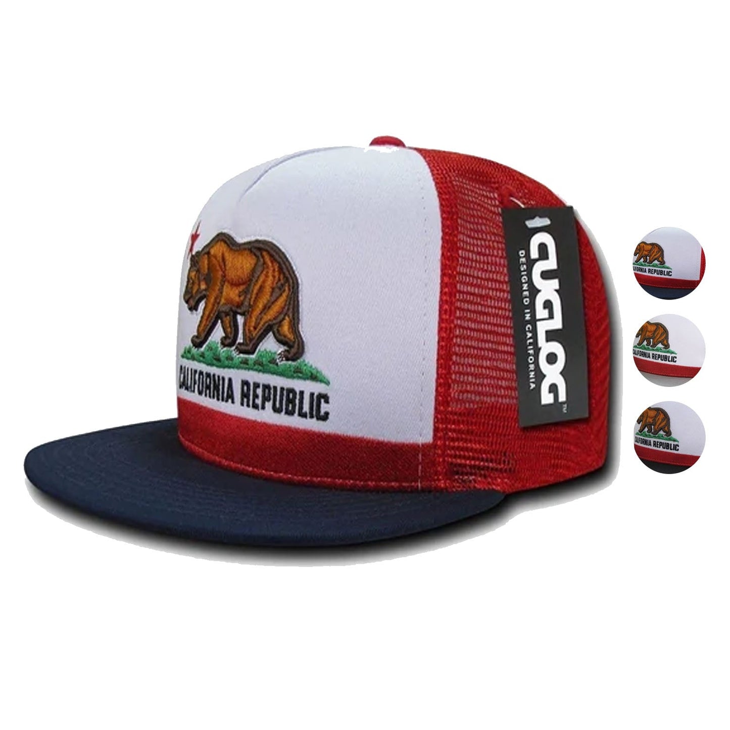 Cuglog California Republic Cal Flag 5 Panel Trucker Caps Hats Cali Bear