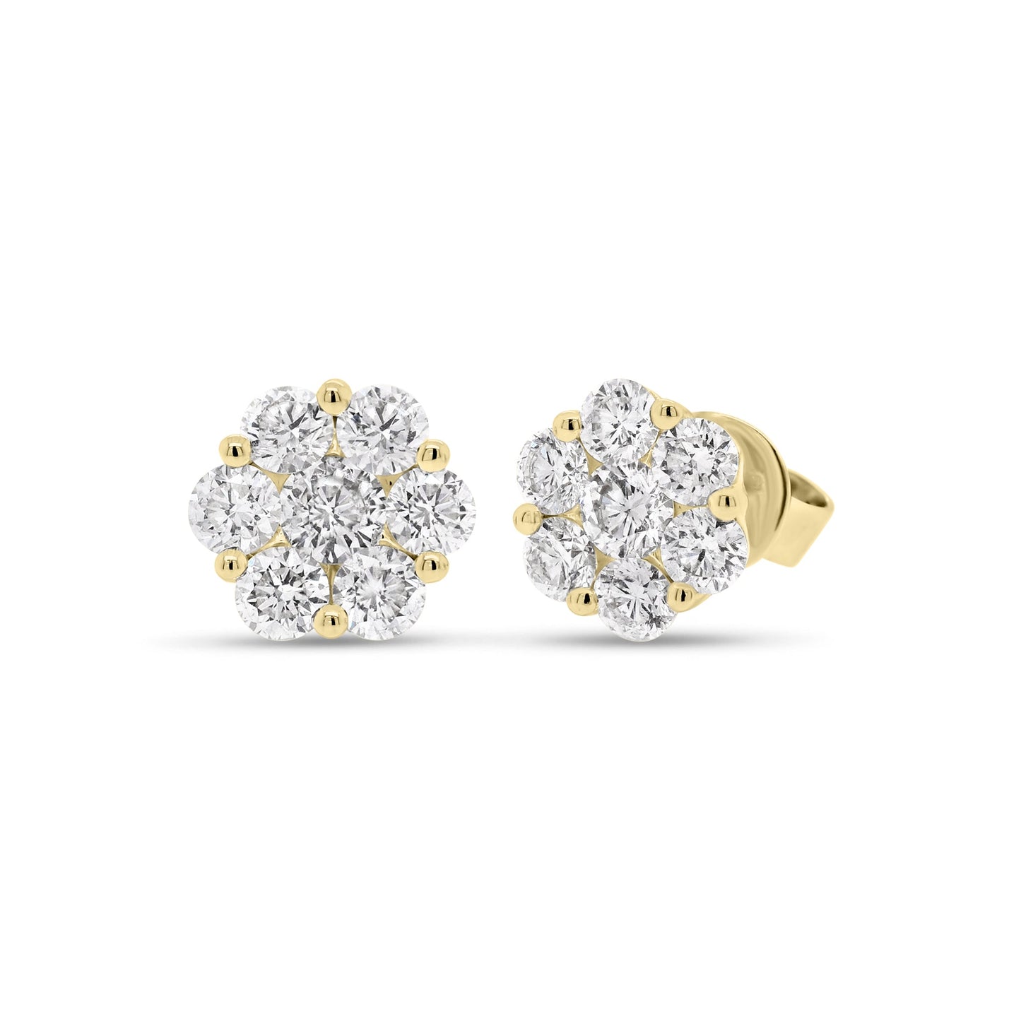 Diamond Flower Cluster Stud Earrings