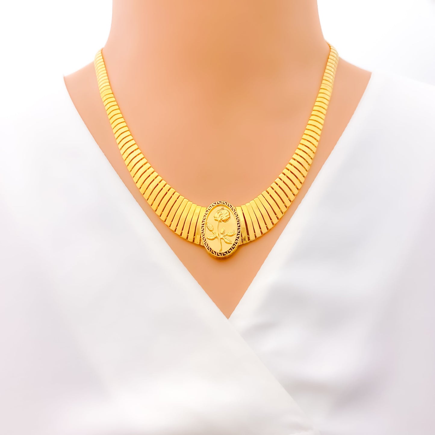 Dressy Floral 5-Piece 21k Gold Necklace Set