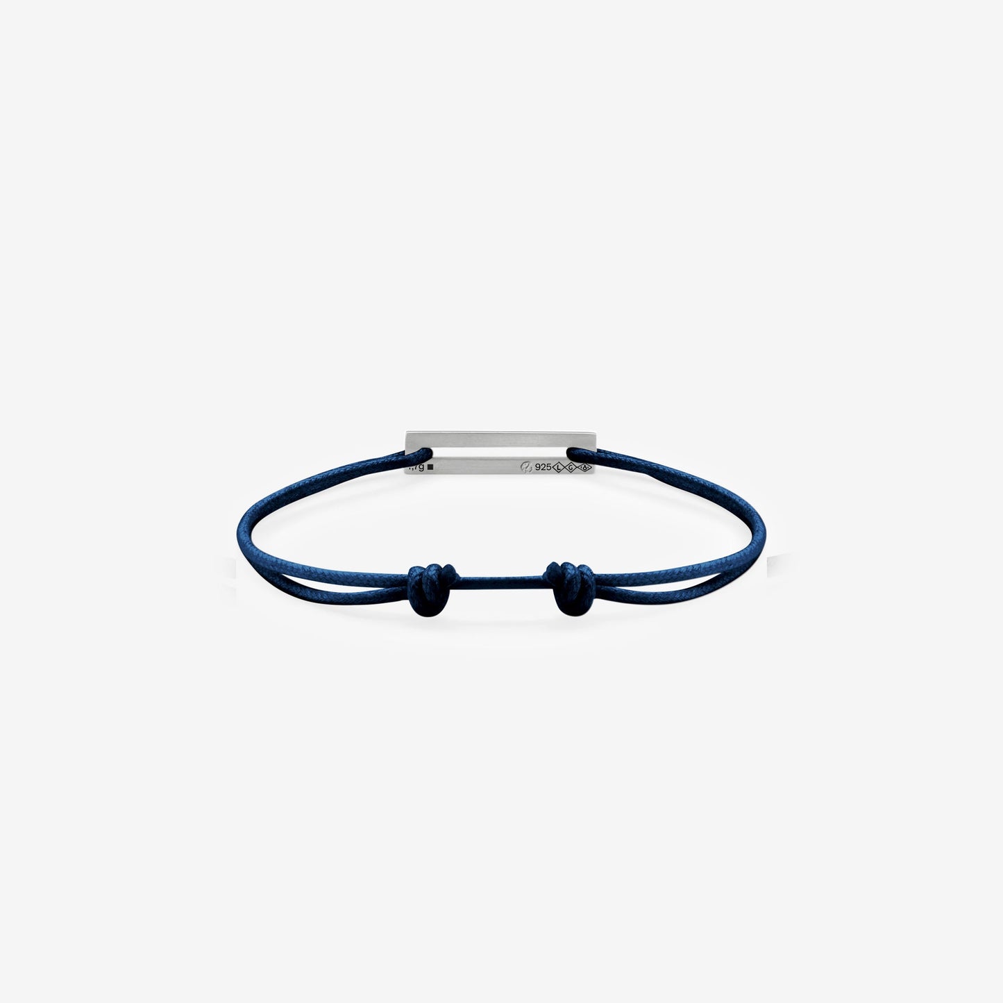 1.7g Polished Sterling Silver & Navy Polyester Cord Bracelet