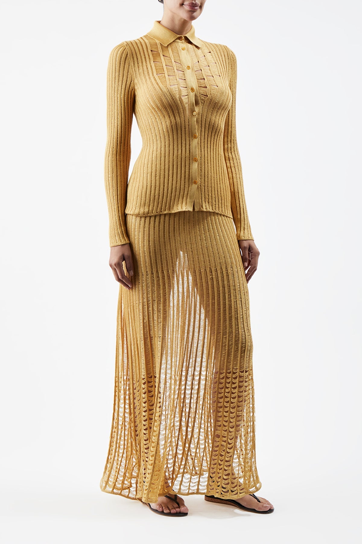 Althea Knit Skirt in Gold Shappe Silk