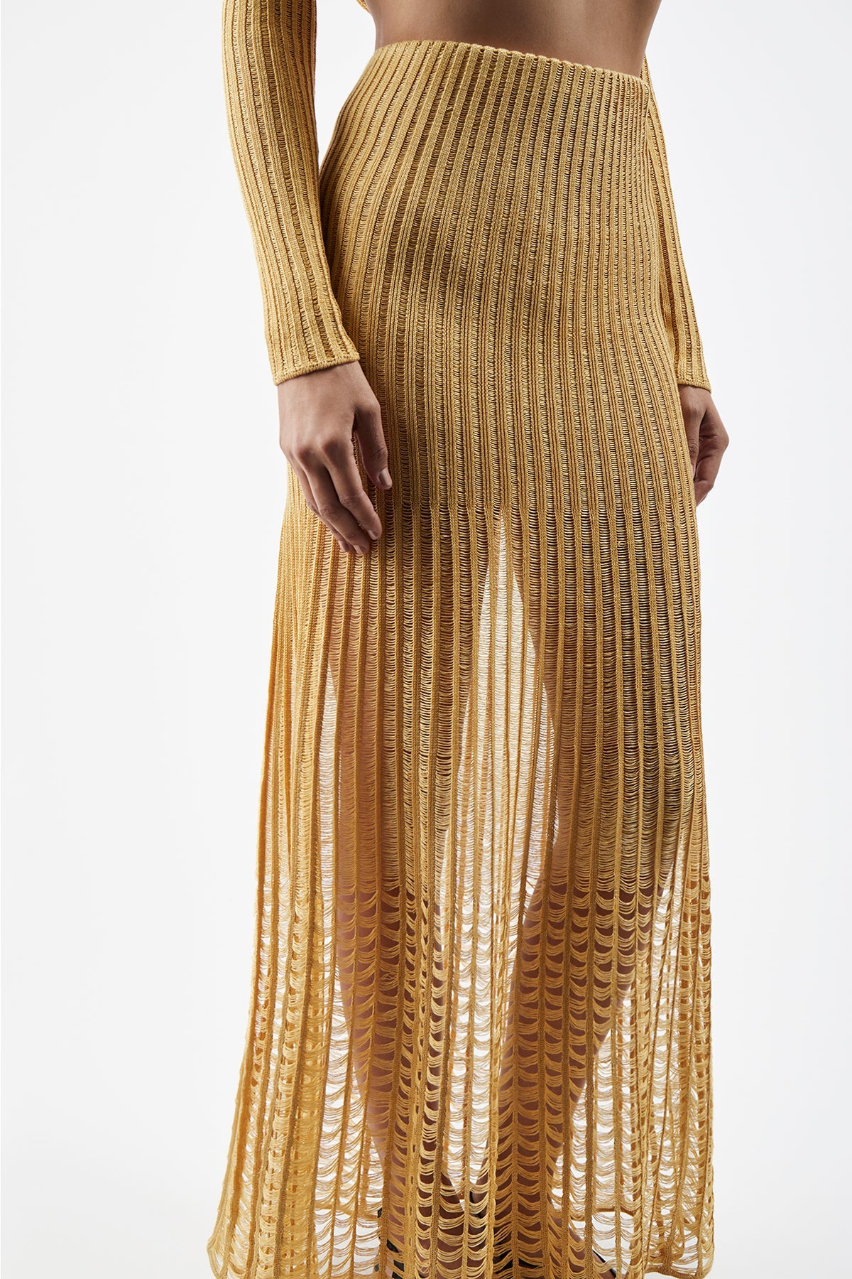 Althea Knit Skirt in Gold Shappe Silk