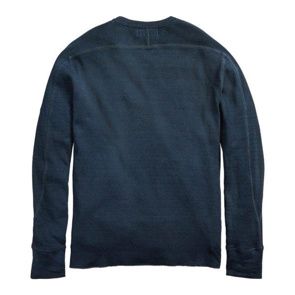 RRL by Ralph Lauren Jacquard-Knit Crew Neck L/S T-Shirt Rinsed Blue Indigo