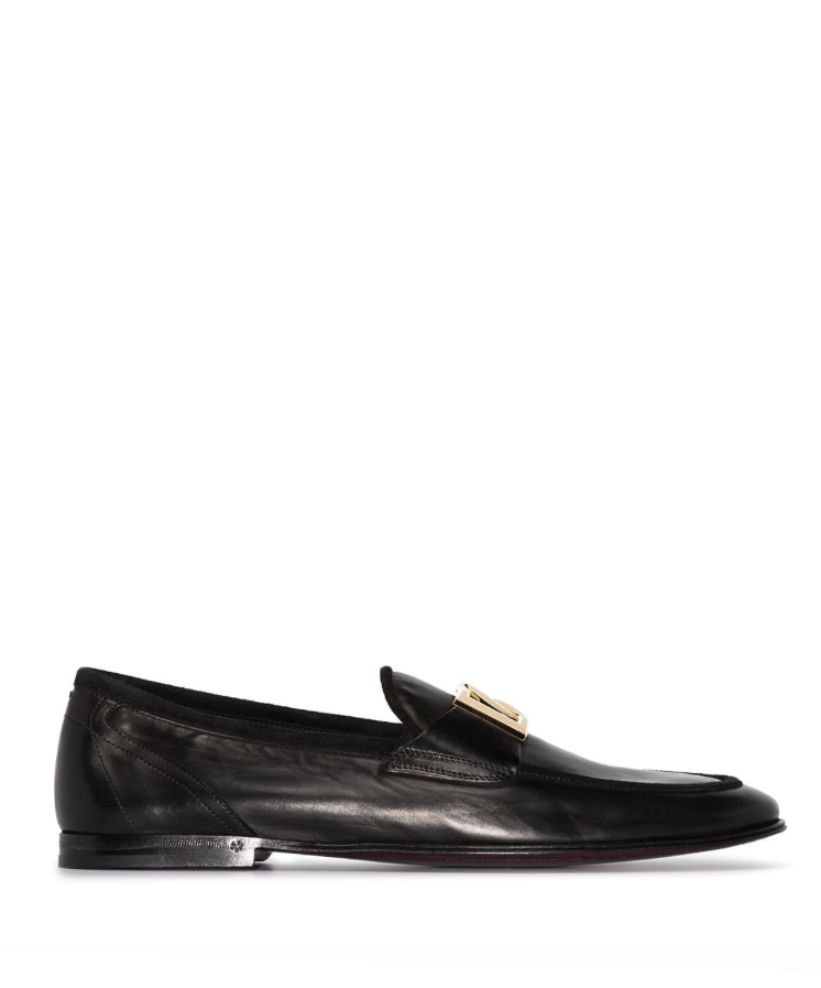 Dolce & Gabbana Interlocking DG-plaque leather loafers