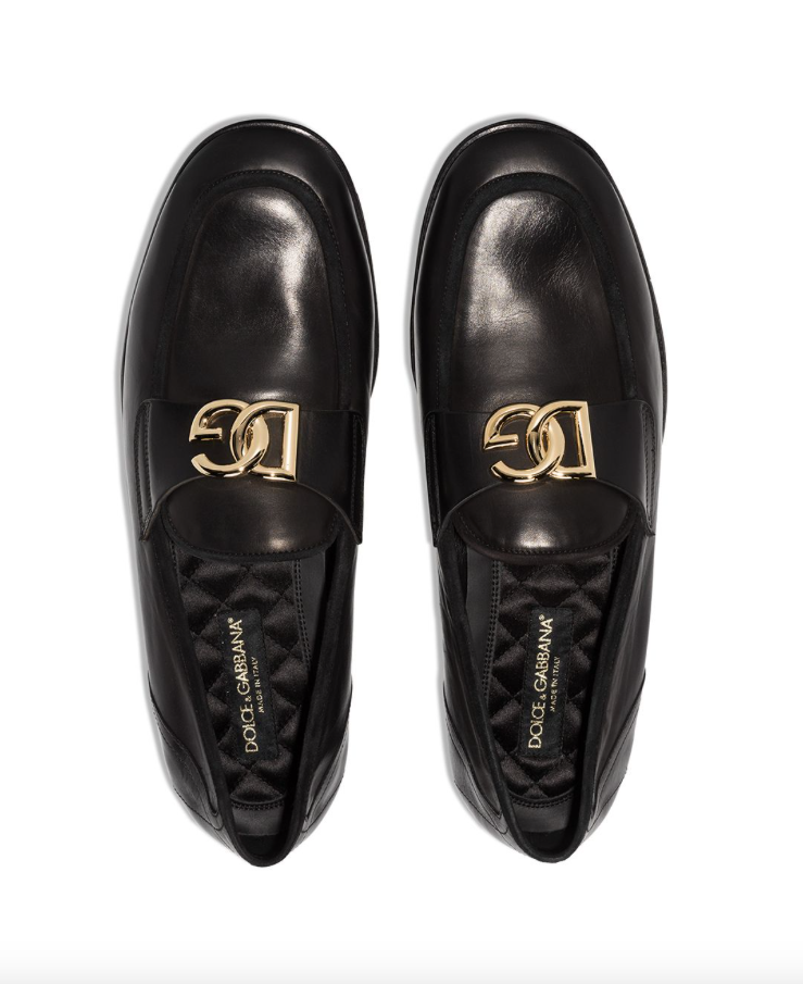 Dolce & Gabbana Interlocking DG-plaque leather loafers