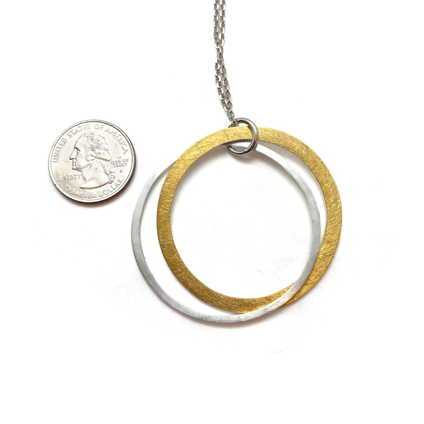 Silver and Gold Double Circle Pendant