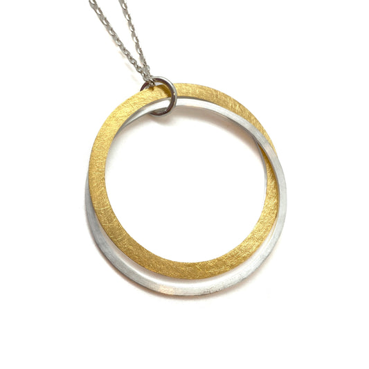 Silver and Gold Double Circle Pendant