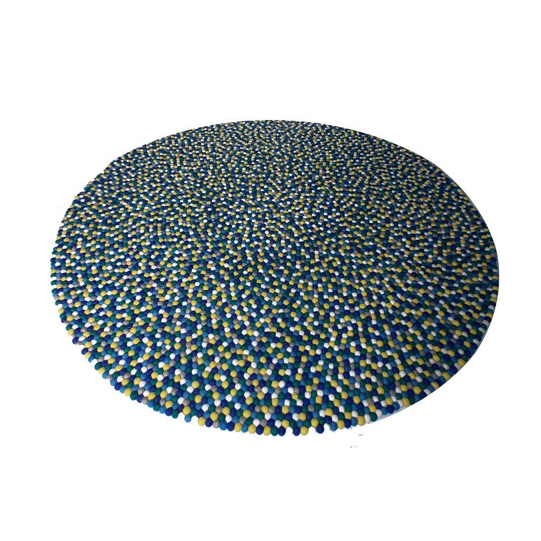 Blue & Green Felt Ball Rug