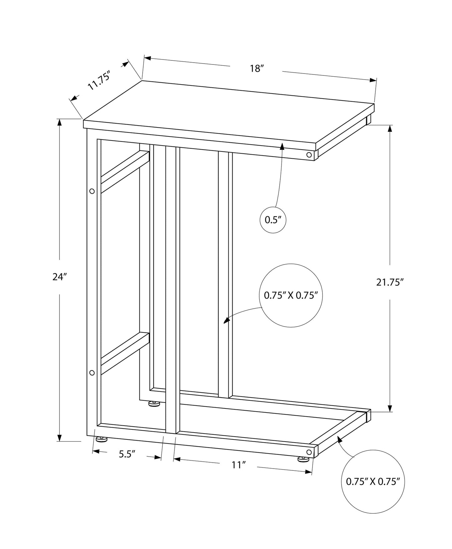 Accent Table - 24"H / Grey / Black Metal