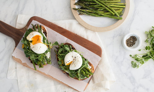 Asparagus Tartine with Crème Fraîche & Soft Boiled Egg