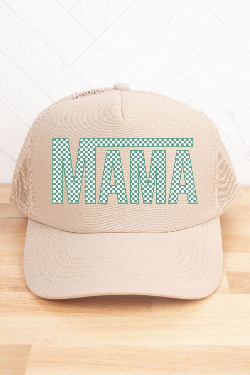 Check It Out Mama Green Twill Front Mesh Trucker Cap