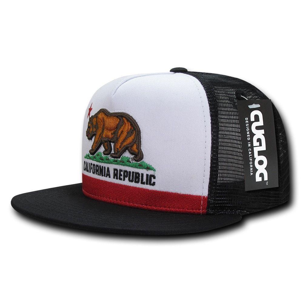 Cuglog California Republic Cal Flag 5 Panel Trucker Caps Hats Cali Bear