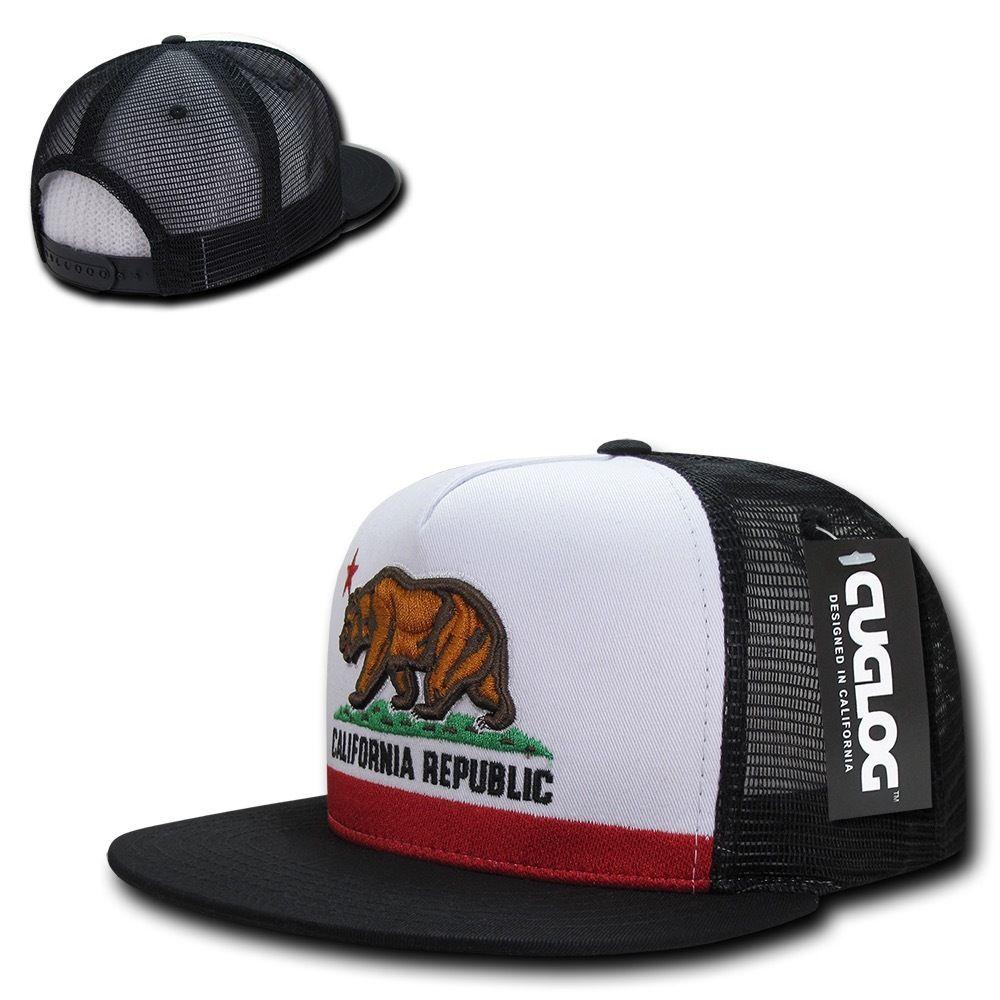 Cuglog California Republic Cal Flag 5 Panel Trucker Caps Hats Cali Bear