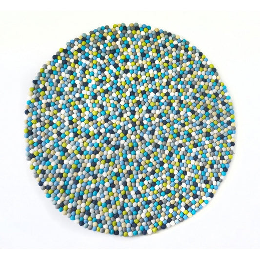 Blue & Green Felt Ball Rug