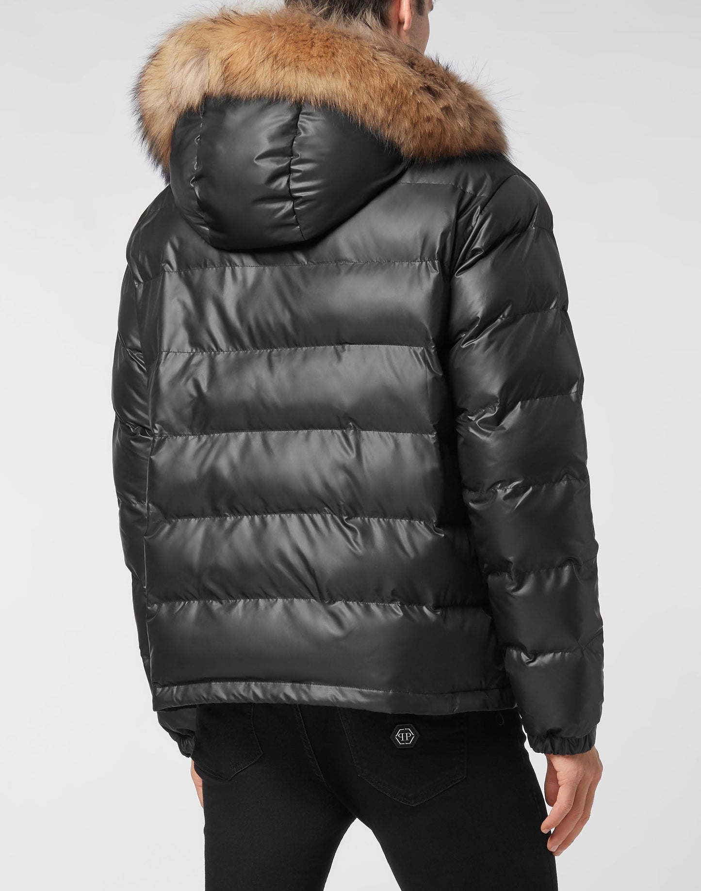 Nylon Padded Jacket With Fur