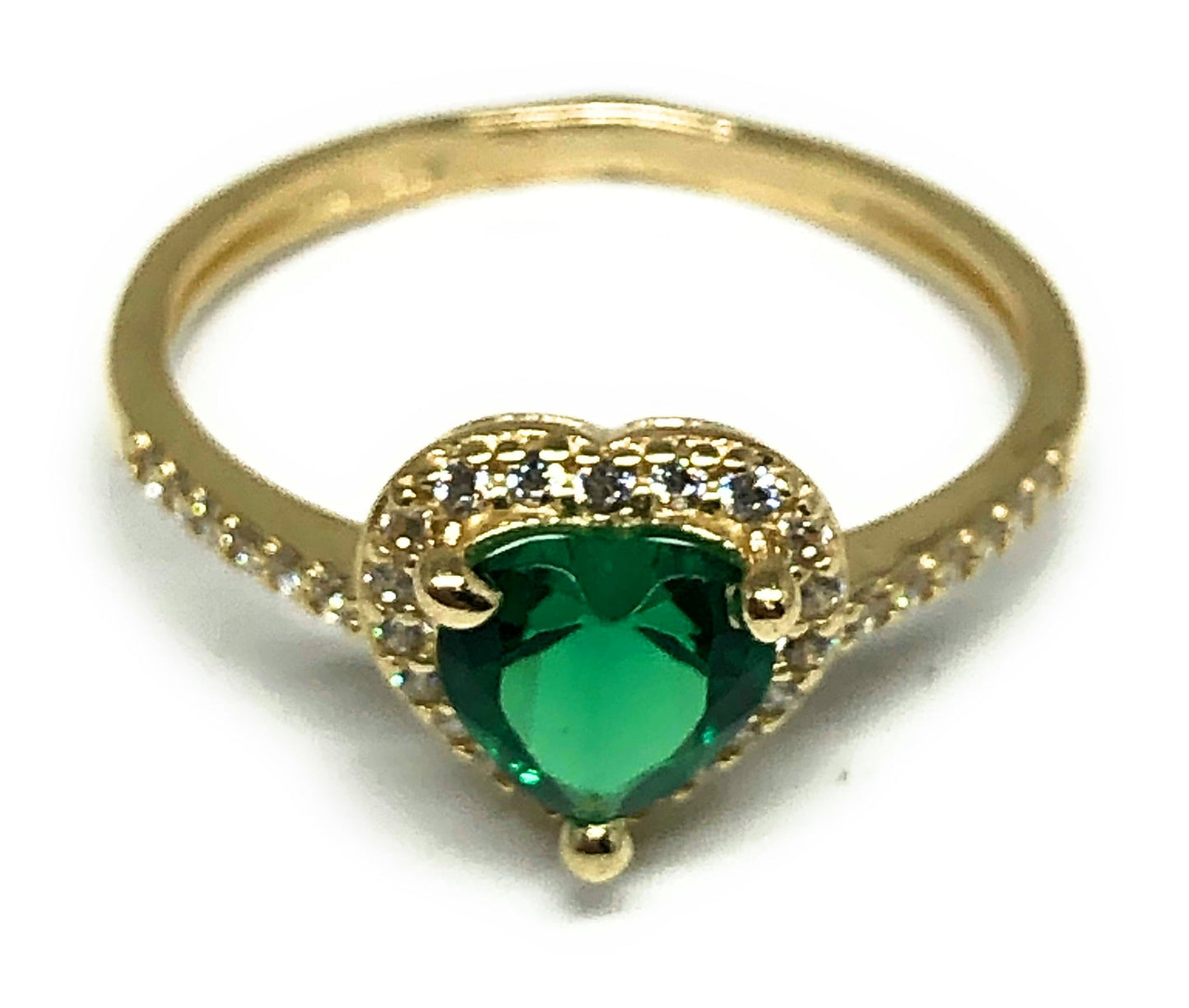 14k Solid Gold Yellow Gold Heart CZ Ring (PINK, GREEN, RED, WHITE)