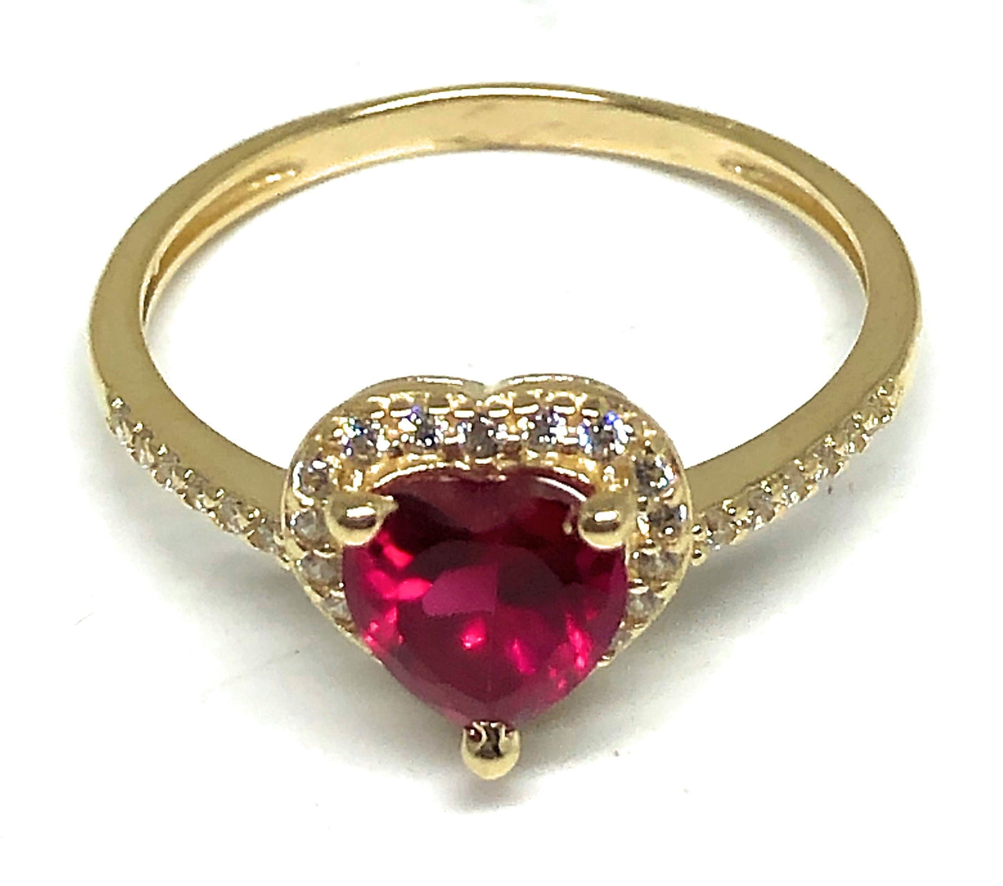 14k Solid Gold Yellow Gold Heart CZ Ring (PINK, GREEN, RED, WHITE)