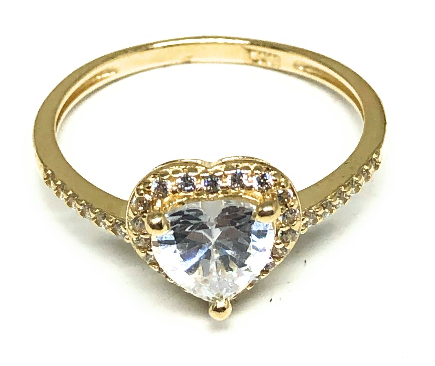 14k Solid Gold Yellow Gold Heart CZ Ring (PINK, GREEN, RED, WHITE)