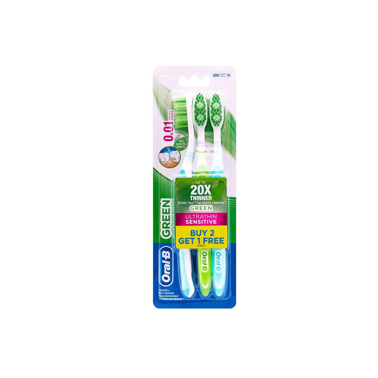 Ultrathin Sensitive (Green) Manual Toothbrush - Pack of 3