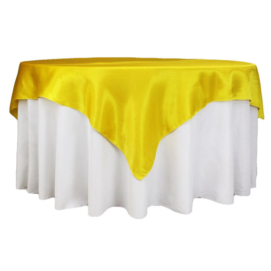 Square 72" Satin Table Overlay - Canary Yellow (Bright Yellow)